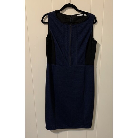 Halogen Womens Size Large L Dress Black Blue Sleeveless Sheath Stretch Lined - Picture 1 of 6